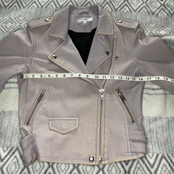 IRO Ashville Cropped Leather Jacket in Light Purple Size 40 - Picture 3 of 16
